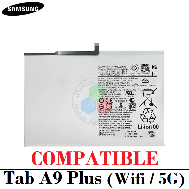 Samsung Tab A9 Plus (Wifi / 5G) 2023 11 X210 / X216B  WT-S-W11 - BATERÍA COMPATIBLE SIN LOGO