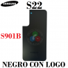 Samsung S22 5G 2022 S901B S901 - TAPA TRASERA de cristal CON LOGO - NEGRO