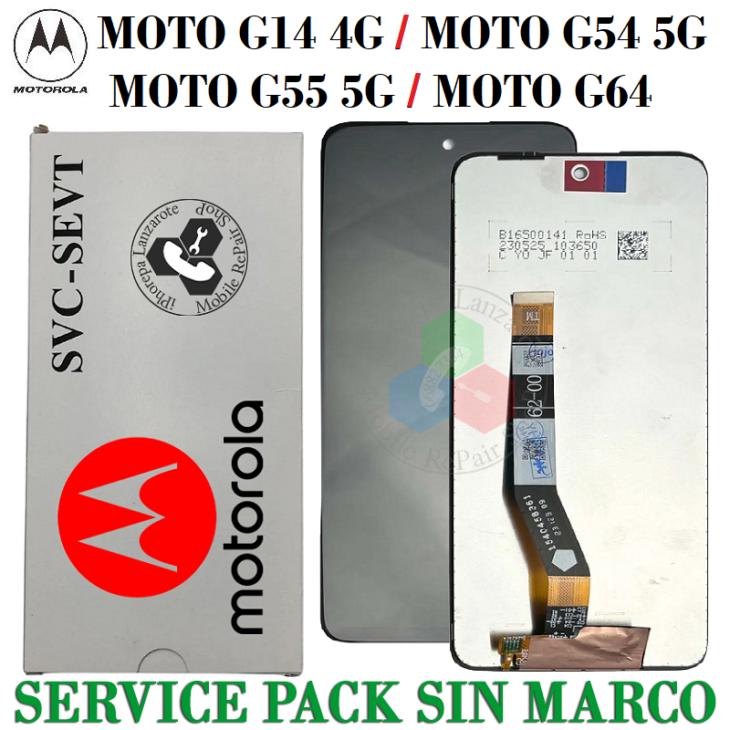 Motorola Moto G14 4G PAYF0010IN / G54 5G 2023 XT2343-1 / G55 5G 2024 XT2435 / G64 - PANTALLA service pack SIN MARCO