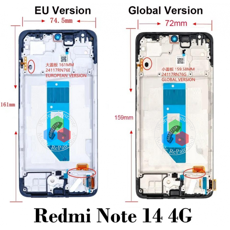 Xiaomi Redmi Note 13 4G  / Redmi note 14 4G ( version global ) / Redmi Note 14 5G / Poco M7 Pro 5G - PANTALLA calidad TFT hq SIN