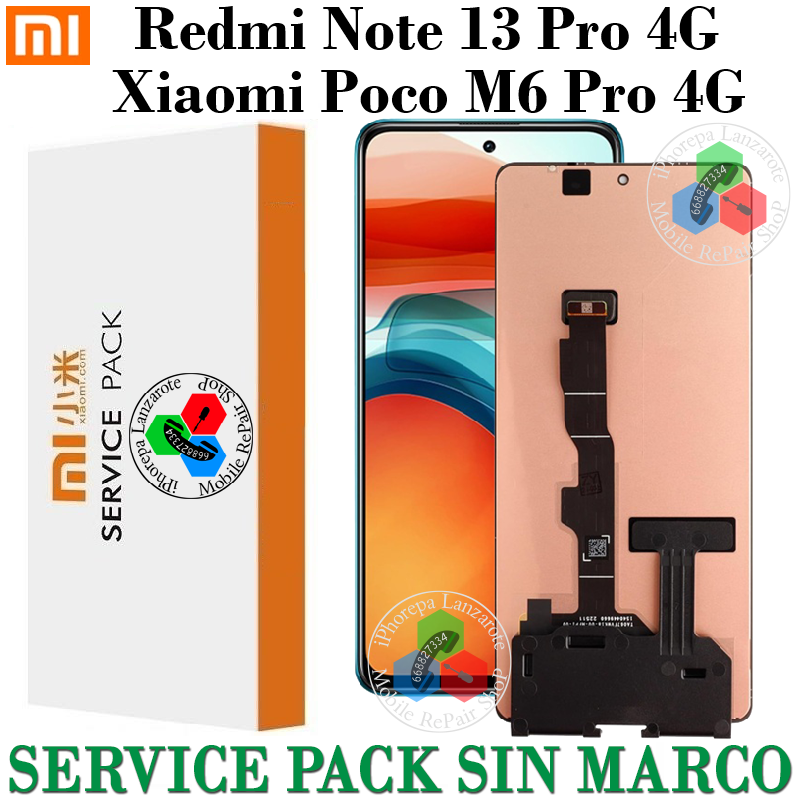 Xiaomi Redmi Note 13 Pro 4G / Xiaomi Poco M6 Pro 4G - PANTALLA SERVICE PACK SIN MARCO
