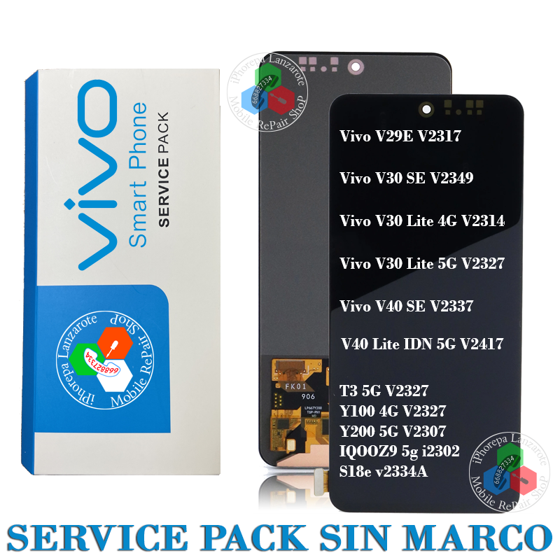 Vivo V29e / V30 SE / V30 Lite / V40 SE / V40 Lite / S18e / vivo T3 - PANTALLA SERVICE PACK SIN MARCO