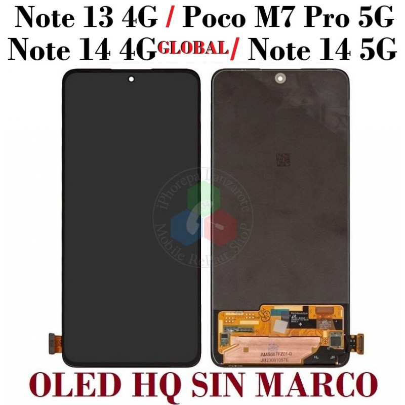 Xiaomi Redmi Note 13 4G  / Redmi note 14 4G ( version global ) / Note 14 5G / Poco M7 Pro 5G - PANTALLA oled hq SIN Marco