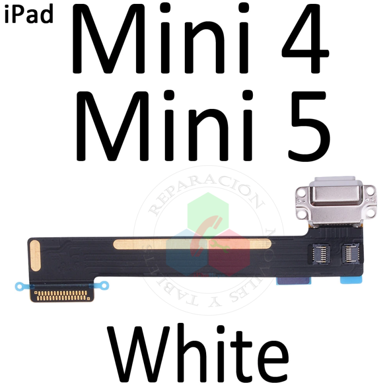 iPad Mini 4 A1538 / A1550 / Mini (5ª Gen) A1538 / A1550 / A2133 / A2124 - flex de carga BLANCO