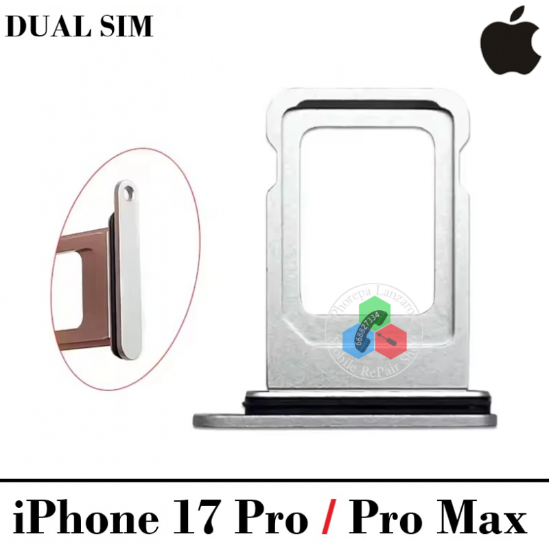 iPhone 17 Pro 5G 2025 A3523 / iPhone 17 Pro Max 5G 2025 A3526 - BANDEJA DUAL SIM - SILVER