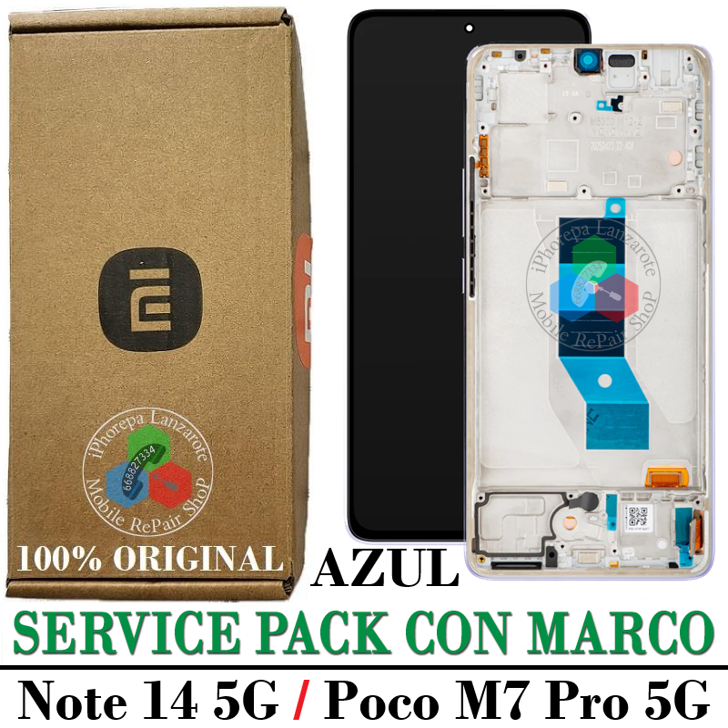 Xiaomi Redmi Note 14 5G 24094RAD4G / Poco M7 Pro 5G 2025 2409FPCC4G / 2409FPCC4I - PANTALLA service pack con  MARCO AZUL