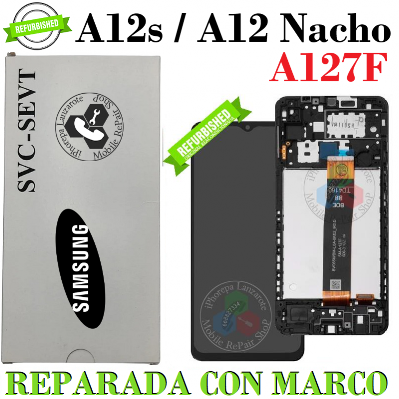 SAMSUNG A12 NACHO 2021 A127 A127F / A12s - PANTALLA original refurbished CON MARCO