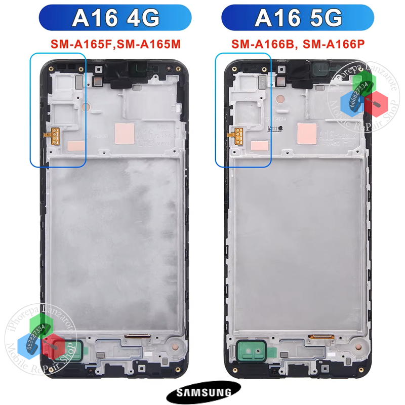 SAMSUNG A16 4G 2024 A165F / A165 - PANTALLA SERVICE PACK CON MARCO NEGRO