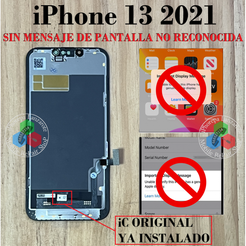 iPhone 13 (A2633) - PANTALLA CALIDAD SOFT OLED HQ ( INCLUYE EL TRANSPLANTE DEL IC ORIGINAL )