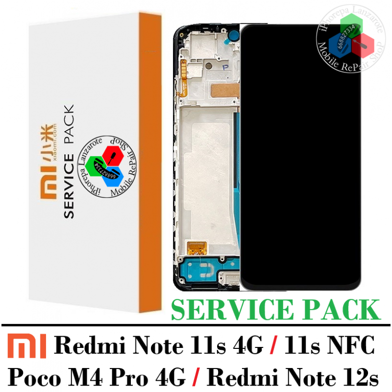 Xiaomi Redmi Note 11s 4G 2022 / Poco M4 Pro 4G  / Note 12s / Note 11s NFC - PANTALLA SERVICE PACK CON MARCO