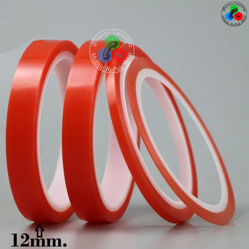 Cinta 3M de Doble Cara Adhesiva Roja de 12mm - 50m de Longitud