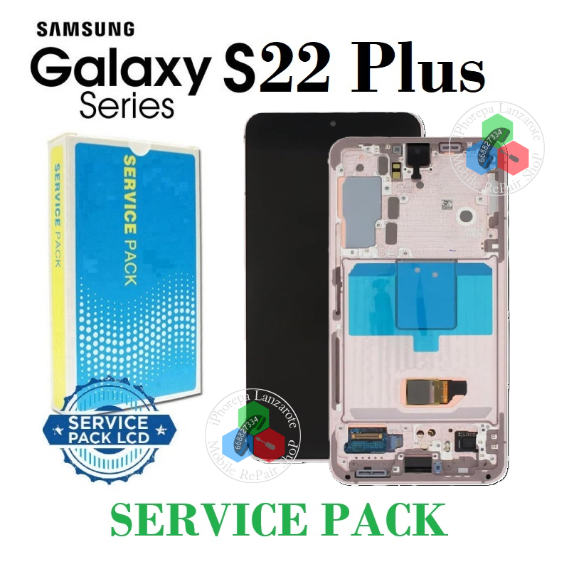 Samsung S22 Plus 5G 2022 S906B s906 - Pantalla Service Pack con marco DORADO