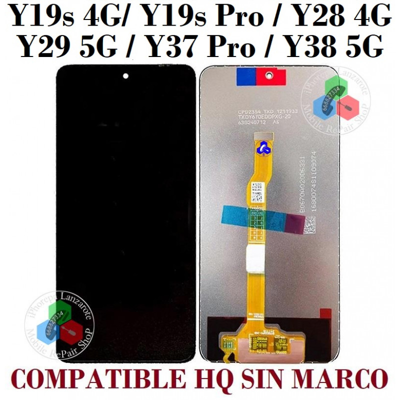 Vivo Y19s 4G 2024 V2419 / Y19s Pro / Y28 4G 2024 V2352 / Y29 5G / Y37 Pro / Y38 5G V2343 - PANTALLA COMPATIBLE HQ SIN MARCO