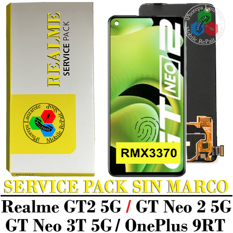 Realme GT2 5G 2022 / GT neo 2 5G / Realme GT Neo 3T 5G 2022 RMX3371 / oneplus 9rt 5g - PANTALLA SERVICE PACK SIN MARCO