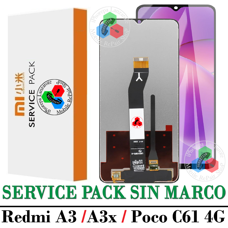 Xiaomi Redmi A3 4G 2024 23129RN51X / Redmi A3x / Poco C61 4G - pantalla service pack sin marco