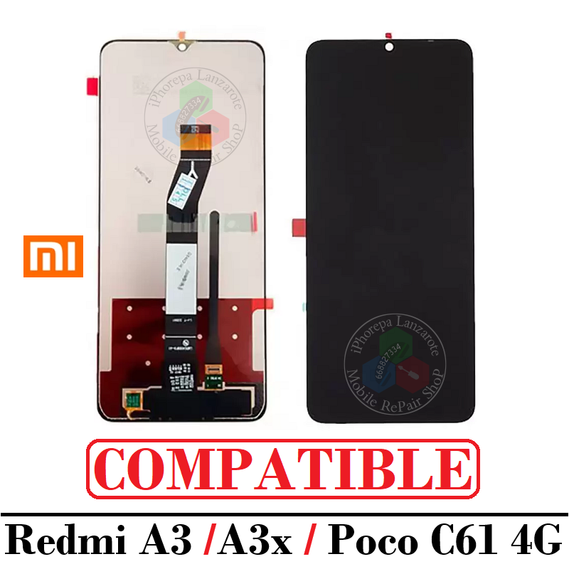 Xiaomi Redmi A3 4G 2024 23129RN51X / Redmi A3 Plus / Redmi a3x / Poco C61 4G - pantalla compatible sin marco