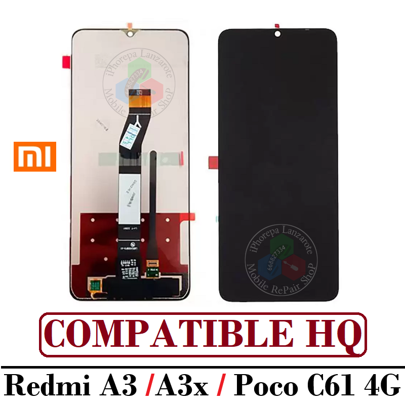 Xiaomi Redmi A3 4G 2024 23129RN51X / Redmi A3 Plus / Poco C61 4G - pantalla compatible hq sin marco