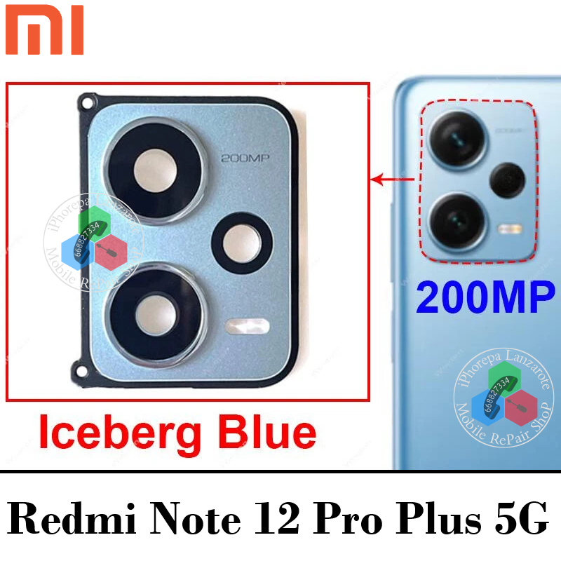 Xiaomi Redmi Note 12 Pro Plus 5G 2022 22101316UCP - Cristal lente de cámara con bisel ( embellecedor azul )