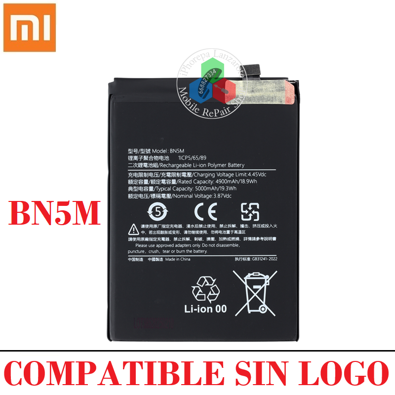 Xiaomi Redmi Note 12 4G 2023 23021RAAEG  - BN5M - BATERIA COMPATIBLE SIN LOGO