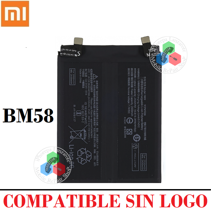 Xiaomi 11T Pro 5G 2021 2107113SG / Mi 11T PRO 5G / MI Mix 4 - BM58 - BATERÍA COMPATIBLE SIN LOGO