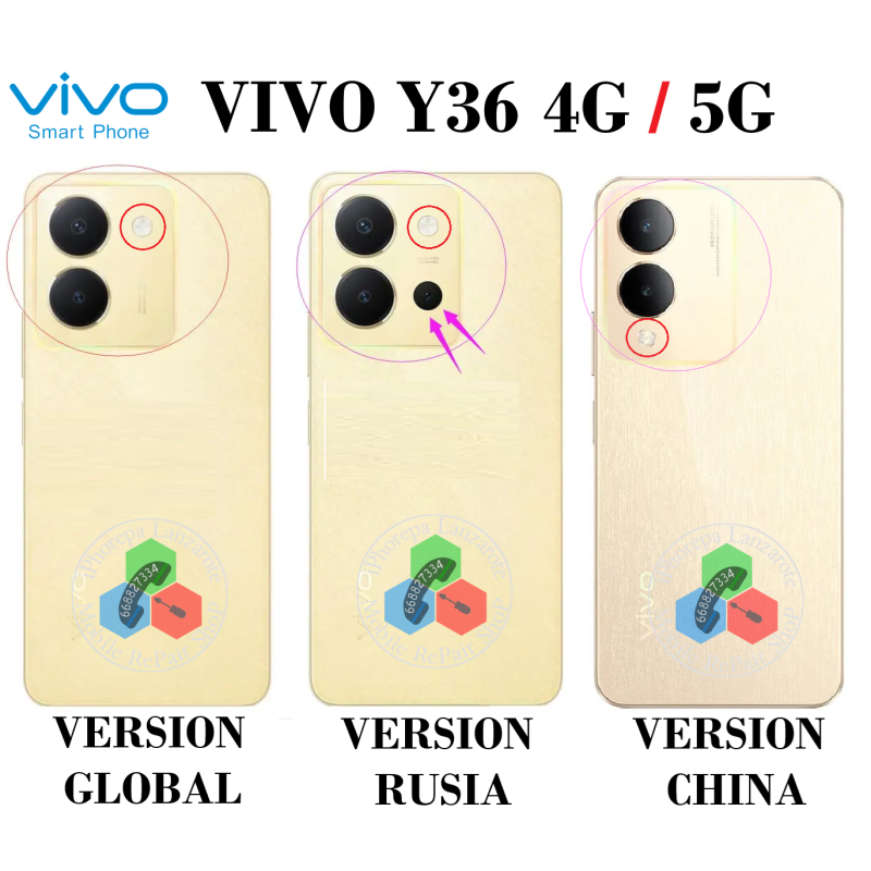 Vivo Y36 4G V2247 2023 / Vivo Y36 5G V2248 - TAPA TRASERA VERSION CHINA - ELEGIR COLOR