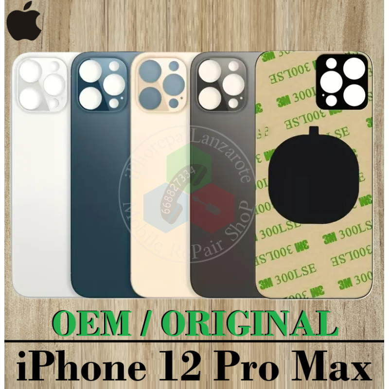 iPhone 12 Pro Max 2020 A2411  - TAPA TRASERA DE CRISTAL CON LOGO OEM ORIGINAL - ELEGIR COLOR