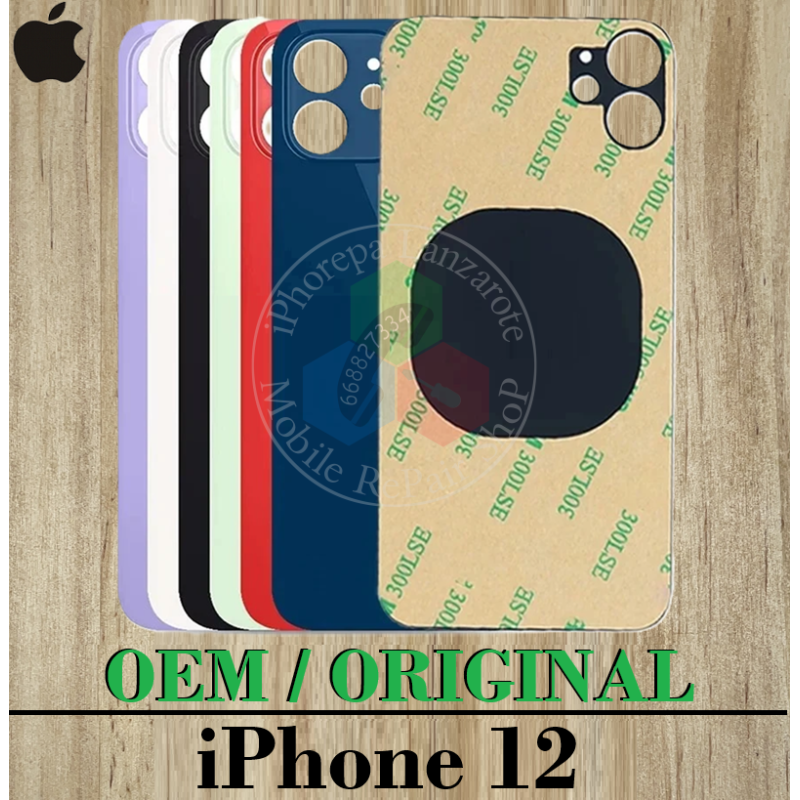 iPhone 12 2020 - TAPA TRASERA DE CRISTAL CON LOGO OEM ORIGINAL - ELEGIR COLOR