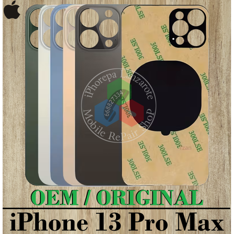 iPhone 13 Pro Max 2021 A2643 - TAPA TRASERA DE CRISTAL CON LOGO OEM ORIGINAL - ELEGIR COLOR