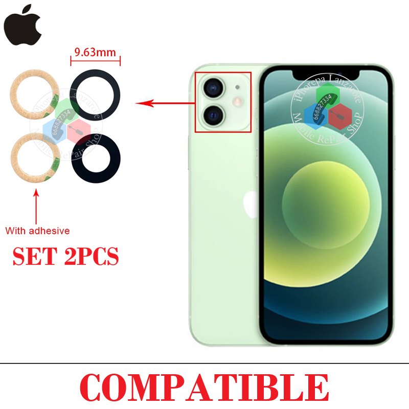 iPhone 12 2020 A2403 / iPhone 12 Mini 2020 A2399 - CRISTAL LENTE DE CAMARA TRASERA - SET 2 PIEZAS - COMPATIBLE