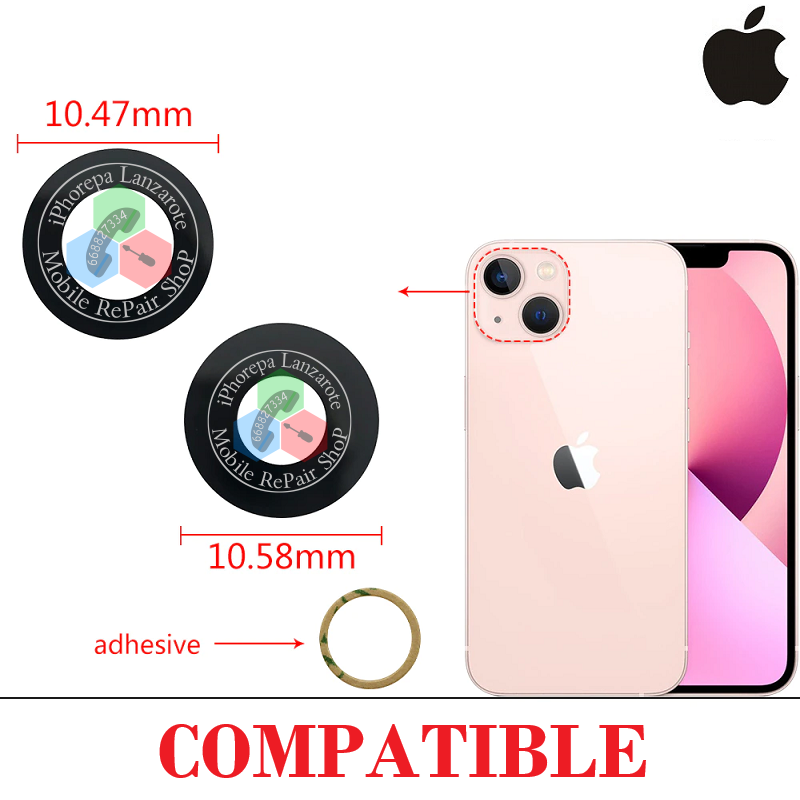 iPhone 13 2021 A2633 / iPhone 13 Mini 2021 A2628 - cristal lente de camara ( set 2pcs ) - COMPATIBLE