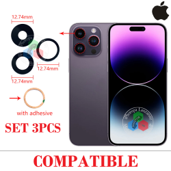 iPhone 14 Pro 2022 A2890 / iPhone 14 Pro Max 5G 2022 A2894 ( set 3pcs ) - cristal LENTE de camara - COMPATIBLE