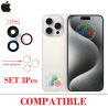 iPhone 15 Pro 2023 A3102 / iPhone 15 Pro Max 2023 A3106  ( set 3pcs ) - lente cristal de camara - COMPATIBLE