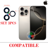 iPhone 16 Pro 5G 2024 A3293 / iPhone 16 Pro Max 5G 2024 A3296 - lente cristal de camara set 3pcs - compatible