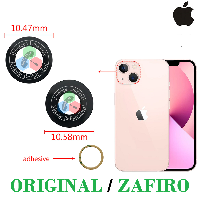 iPhone 13 2021 A2633 / iPhone 13 Mini 2021 A2628 - ( set 2pcs ) - lente para camara cristal de zafiro original