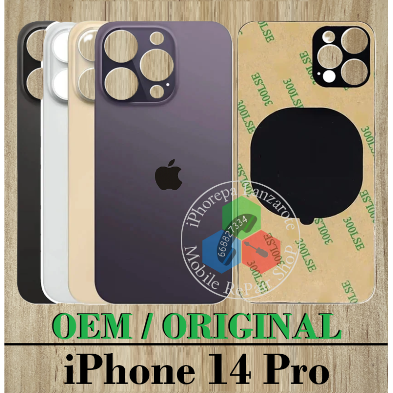 iPhone 14 Pro 5G 2022 A2890 - TAPA TRASERA DE CRISTAL CON LOGO OEM ORIGINAL - ELEGIR COLOR