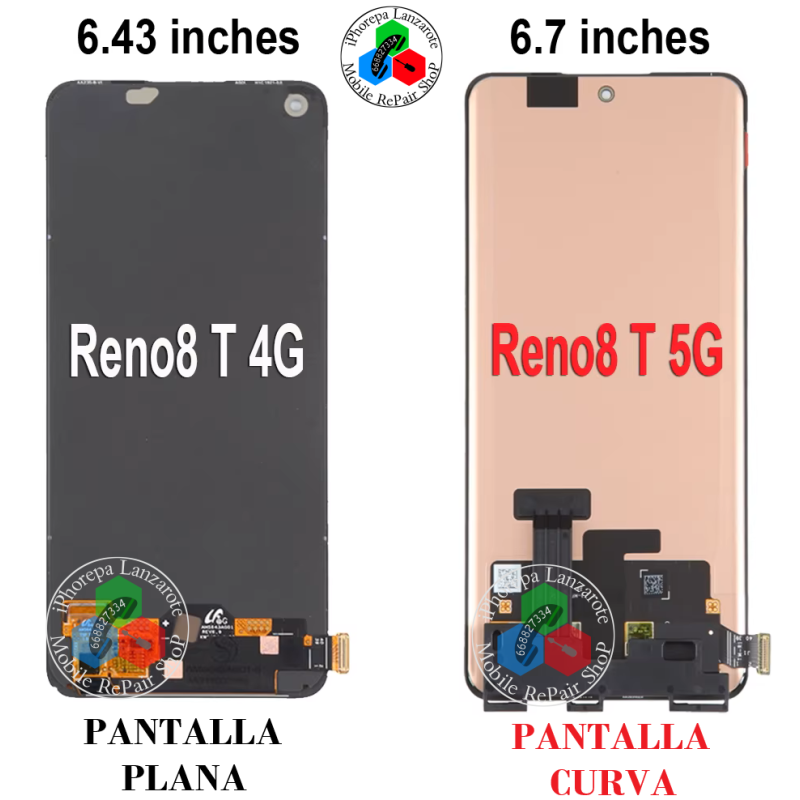 Oppo Reno 8T 5G / Reno 9 /  9 Pro / Reno 10 5G / 10 Pro 5G / Reno 11 5G - PANTALLA oled hq sin MARCO