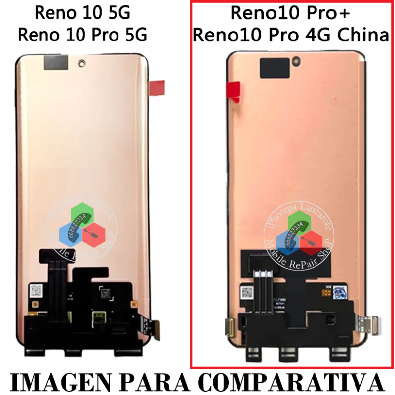 Oppo Reno 10 Pro 4g ( China )  / Reno 10 Pro Plus PHU110, CPH2521 / Reno 11 Pro 5G - PANTALLA oled hq sin MARCO