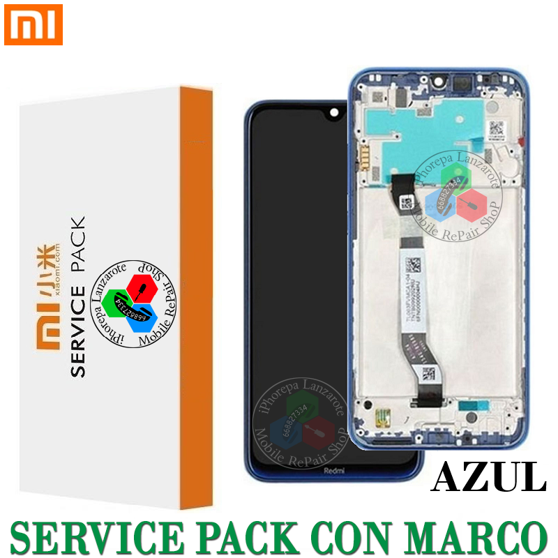 Xiaomi Redmi Note 8 4G 2019 / 2021 ( M1908C3JH, M1908C3JG, M1908C3JI ) - PANTALLA SERVICE PACK CON MARCO AZUL