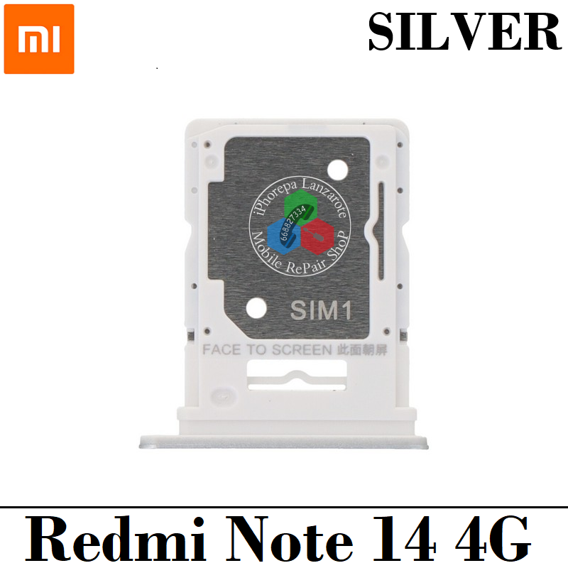 Xiaomi Redmi Note 14 4G 2025 24117RN76G - 24117RN76O - 24117RN76L - BANDEJA DUAL SIM + MICRO SD - SILVER