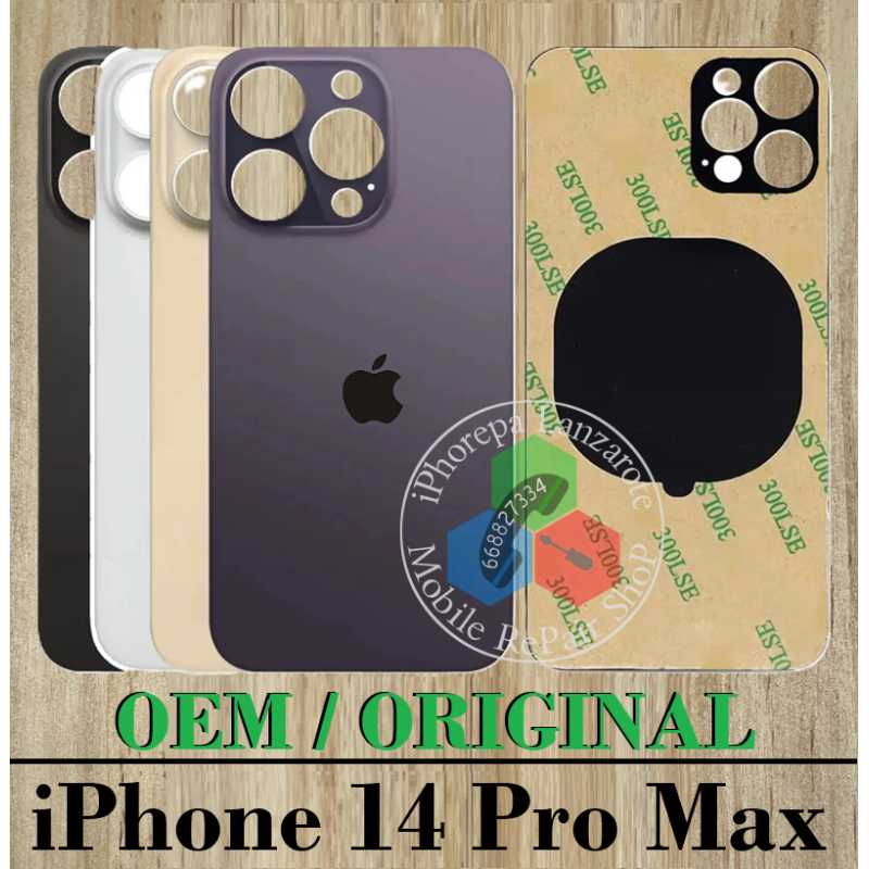 iPhone 14 Pro Max 5G 2022 A2894 - TAPA TRASERA DE CRISTAL CON LOGO OEM ORIGINAL - ELEGIR COLOR