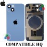 iPhone 14 5G 2022 A2882 - TAPA DE CRISTAL + MARCO + LENTE DE CAMARA + IMAN + LOGO - AZUL