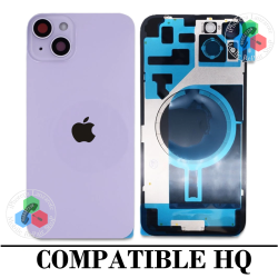iPhone 14 Plus 5G 2022 A2886  - TAPA DE CRISTAL + MARCO + LENTE DE CAMARA + IMAN + LOGO - VIOLETA