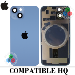 iPhone 14 Plus 2022 A2886 - TAPA DE CRISTAL + MARCO + LENTE DE CAMARA + MAGNETICO + LOGO - AZUL