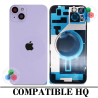 iPhone 14 5G 2022 A2882 - TAPA DE CRISTAL + MARCO + LENTE DE CAMARA + IMAN + LOGO - VIOLETA