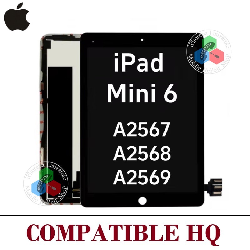 iPad Mini 2021 (6ª Gen) ipad mini 6 A2567 / A2568 / A2569 - PANTALLA COMPATIBLE HQ NEGRO