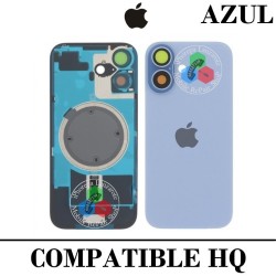 iPhone 17 5G 2025 A3520 - TAPA DE CRISTAL + MARCO + LENTE DE CAMARA + IMAN + LOGO - AZUL