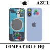 iPhone 17 5G 2025 A3520 - TAPA DE CRISTAL + MARCO + LENTE DE CAMARA + IMAN + LOGO - AZUL