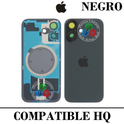 iPhone 17 5G 2025 A3520 - TAPA DE CRISTAL + MARCO + LENTE DE CAMARA + IMAN + LOGO - NEGRO