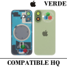 iPhone 17 5G 2025 A3520 - TAPA DE CRISTAL + MARCO + LENTE DE CAMARA + IMAN + LOGO - VERDE
