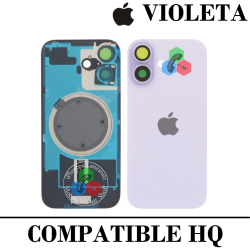 iPhone 17 5G 2025 A3520 - TAPA DE CRISTAL + MARCO + LENTE DE CAMARA + IMAN + LOGO - VIOLETA